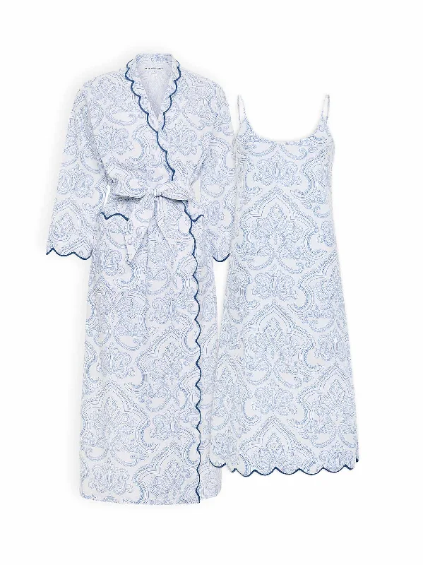 Blue Paisley Bundle: Classic Robe + Slip Nightgown