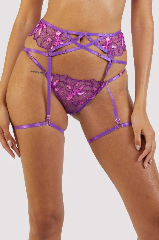 Walpole Purple Embroidered Strappy Suspender Belt