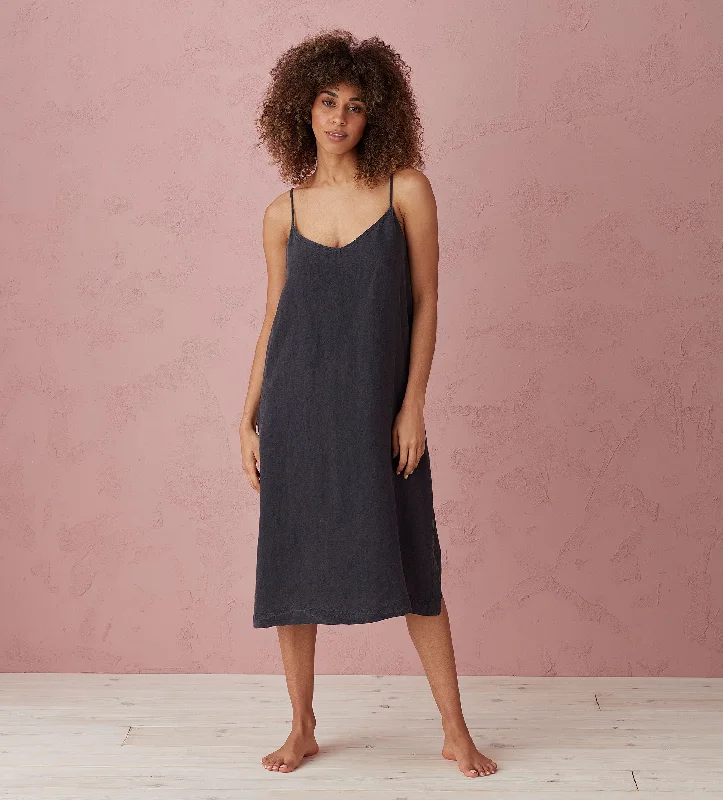 Graphite Alice 100% Linen Cami Nightie