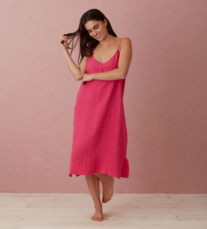 Hot Pink Alice 100% Linen Cami Nightie