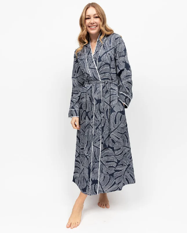 Knightsbridge Leaf Print Long Dressing Gown