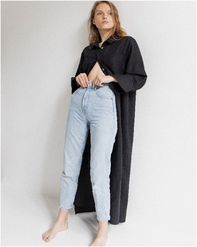 LINEN OVERSIZE BLOUSE///BLACK