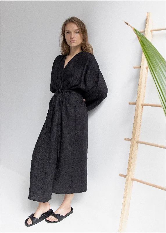 LINEN ROBE///BLACK