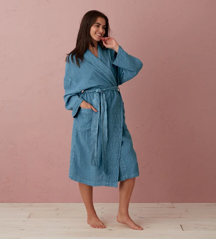 Peacock Layla 100% Linen Robe