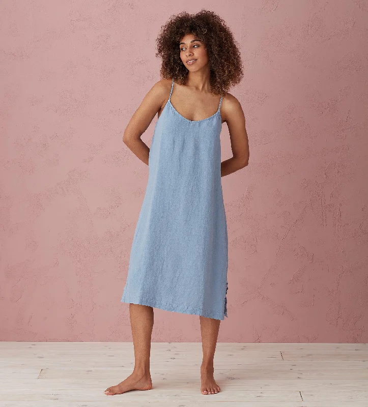 Powder Blue Alice 100% Linen Cami Nightie