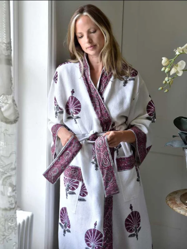 Purple Flower Waffle Dressing Gown