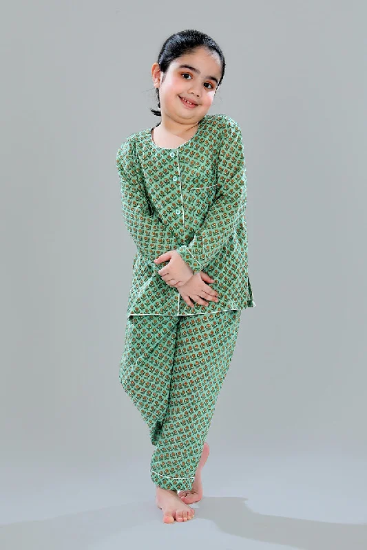 Round Neck Pajama Set for Girls