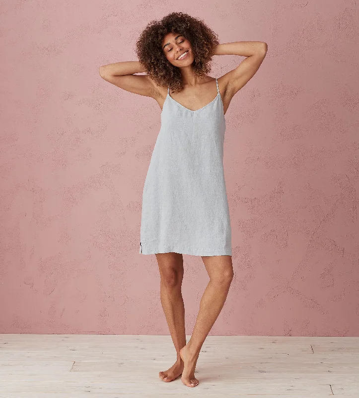 Stone Grey Delilah 100% Linen Short Cami Nightie