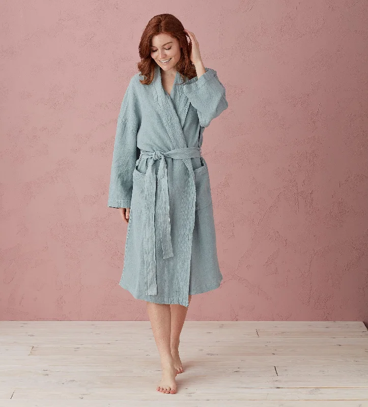 Teal Layla 100% Linen Robe