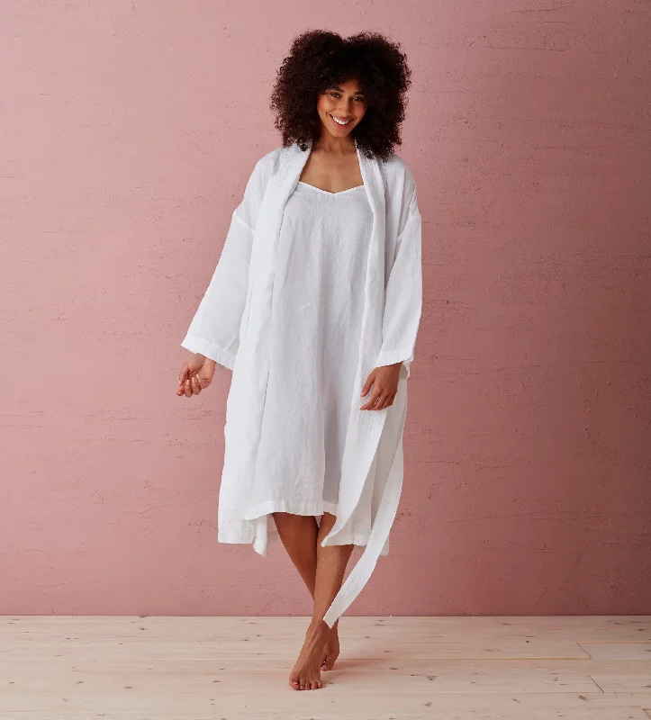 White Layla 100% Linen Robe