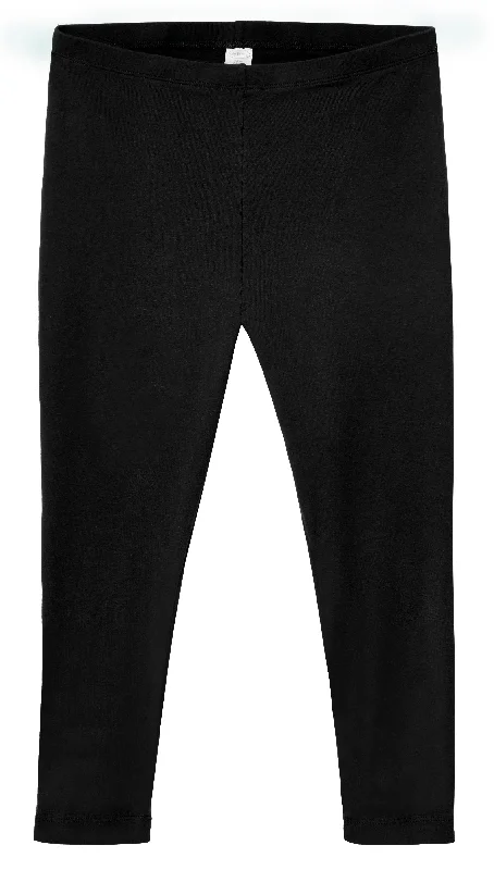 Women's 100% Cotton Soft Capri Leggings | Black