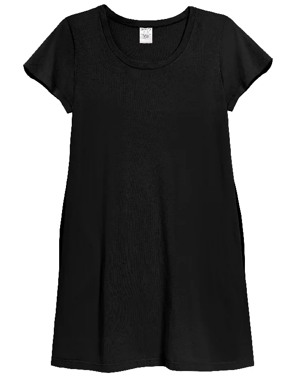 Women's Soft Supima Cotton Easy Cover-Up T-Shirt Pocket Dress | Black