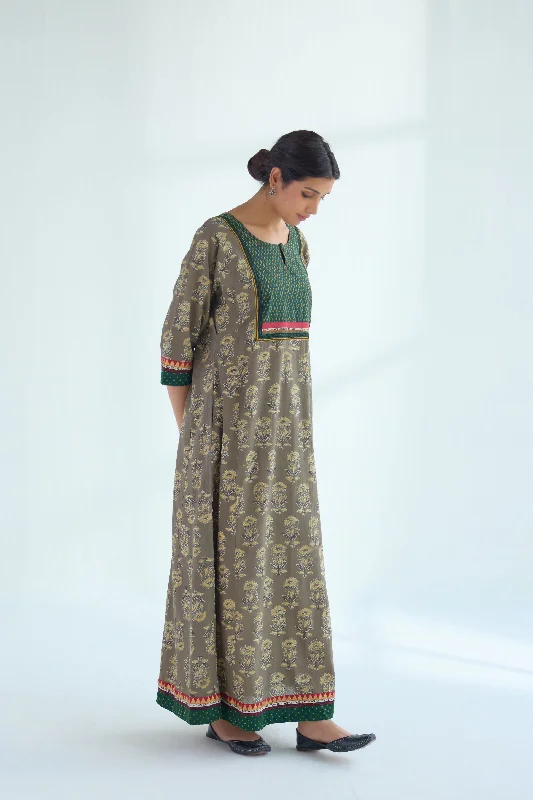 Yoke Caftan Grey Beige