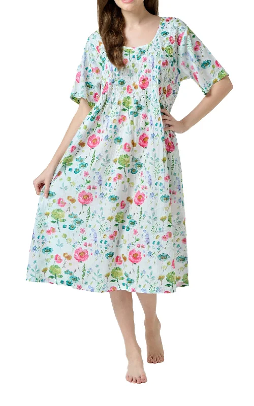 Arabella Angelina 100% Cotton Nightgown with Short Sleeve in Fresh Multicolour  Floral Print MD-83A1