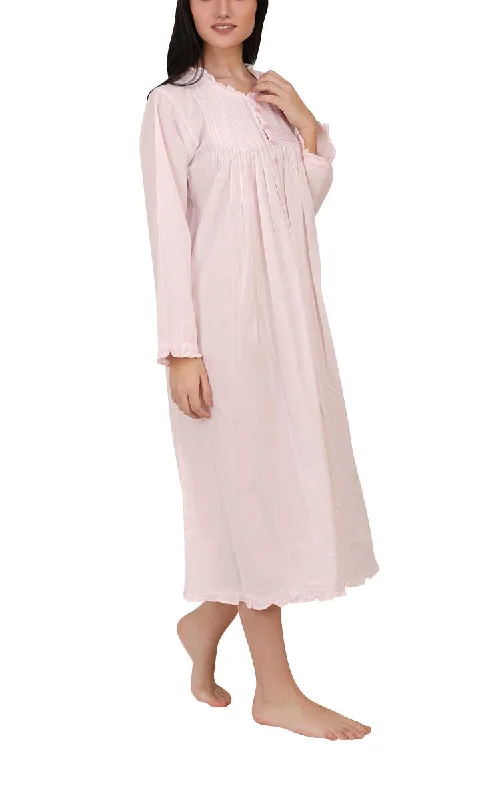 Arabella 100% Cotton Marie Long Sleeve Nightgown in Pink MD-757P1