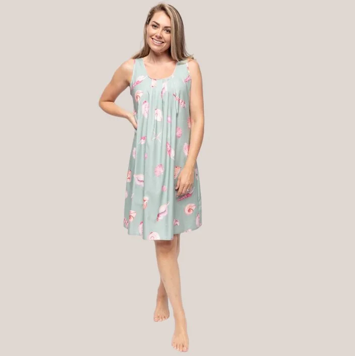 Coral Shell Print Short Nightdress - Size 10 Only