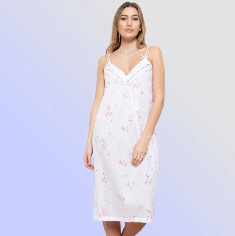 York 100% Cotton Strappy Floral Print Nightdress