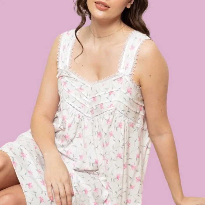 Fern 100% Cotton Jersey Wide Strappy NIghtdress