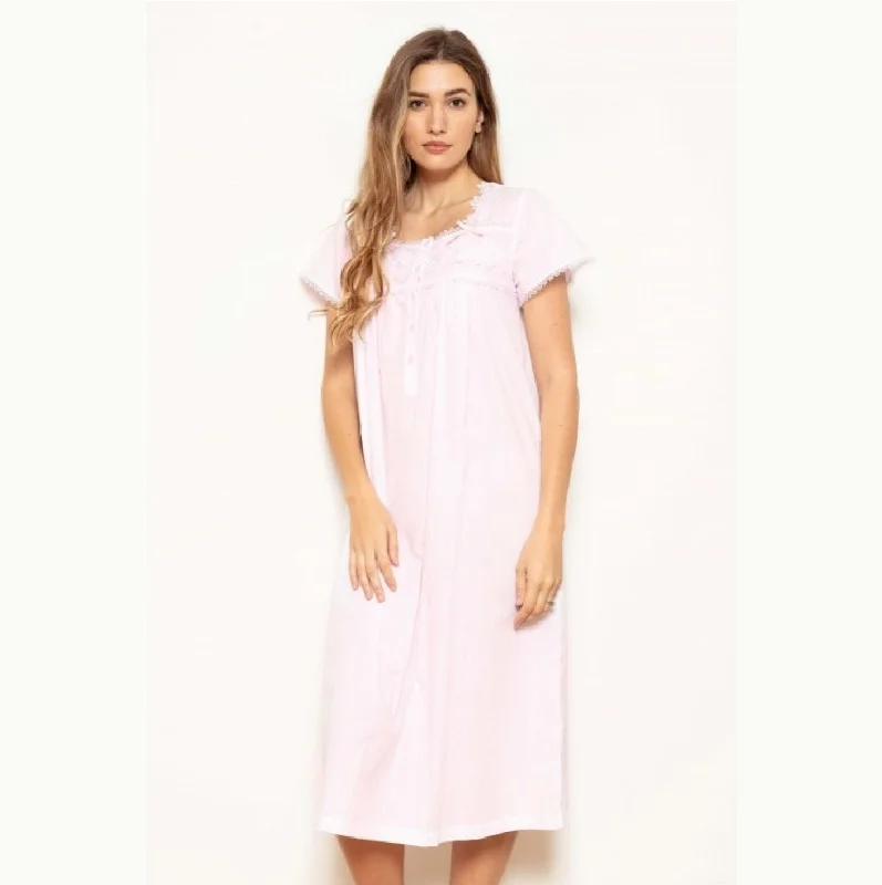 Hera 100% Cotton Lawn Short Sleeve Nightdress - White or Pink