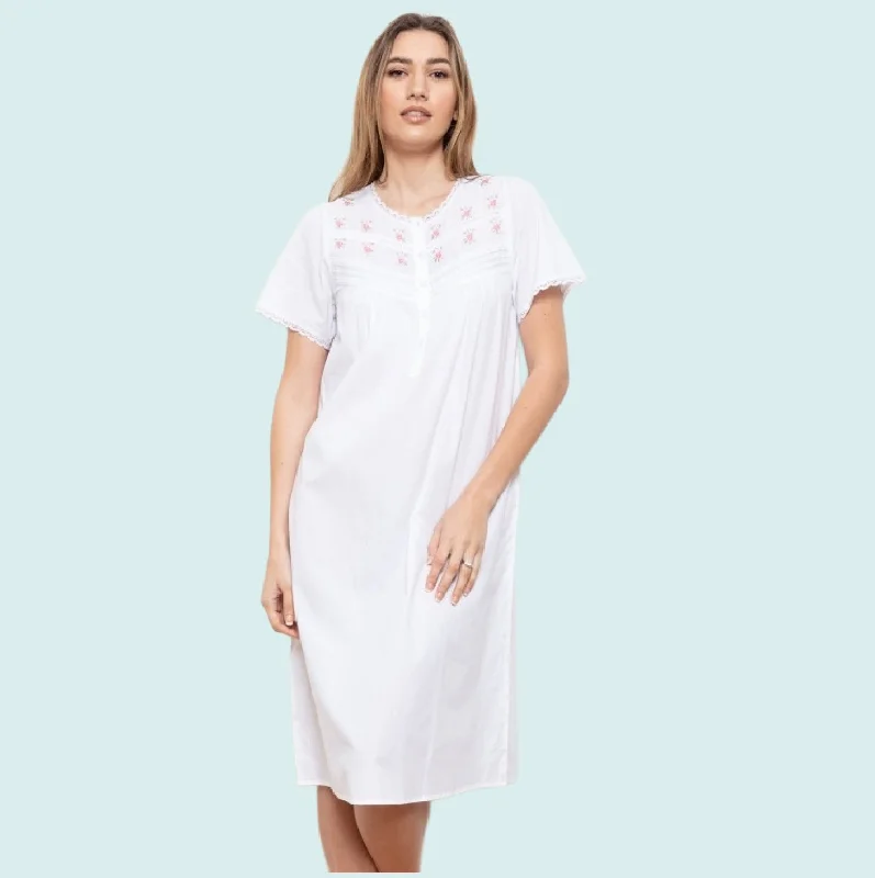 Holly 100% Cotton Lawn Short Sleeve Nightdress