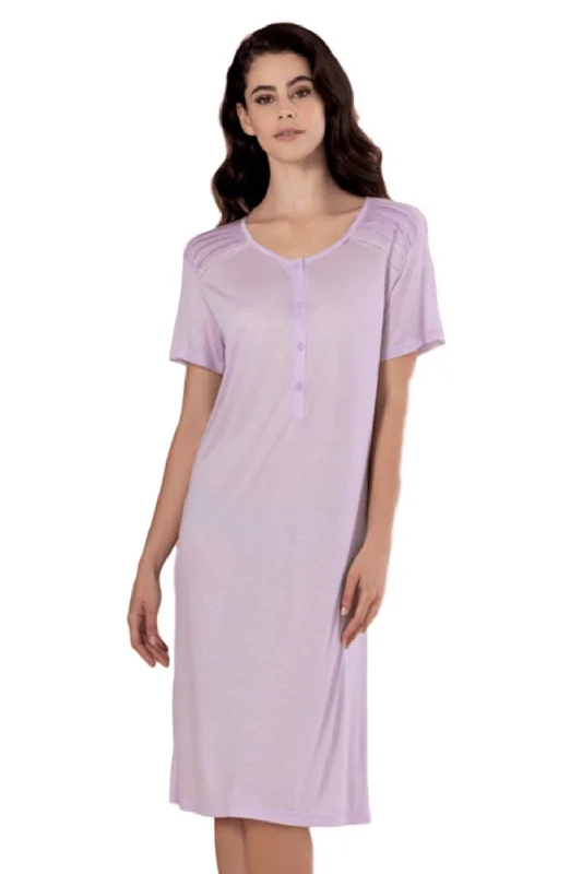 Italian 100% Modal Short Sleeve Nightdress - Violet or Green - 10 to 26