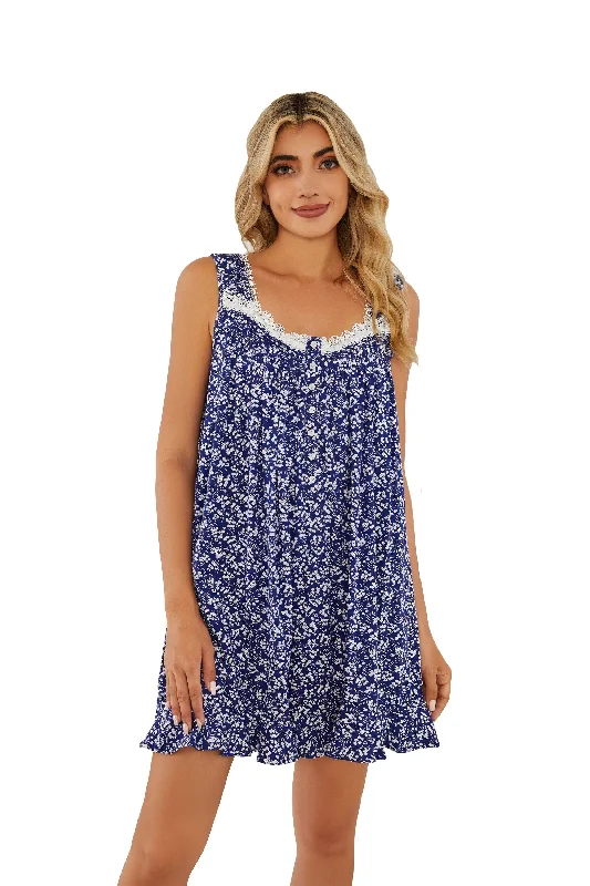 Richie House Women's Nightgown Floral Sexy Sleeveless Sleepwear Sleep Nightshirt S-XXL RHW4057